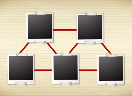 Photo frames with plastic taped on the wall illustration