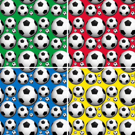 Seamless soccer balls on colors background illustrationのイラスト素材