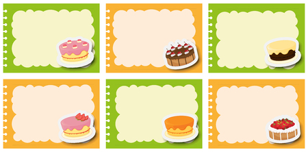 Label design with different flavor of dcakes illustrationのイラスト素材