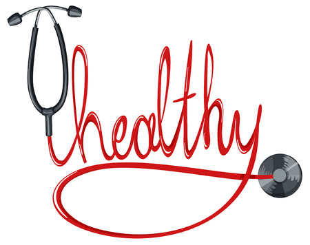 Stethoscope and word healthy illustrationのイラスト素材