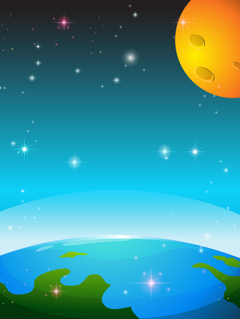 Space scene with earth and moon illustrationのイラスト素材