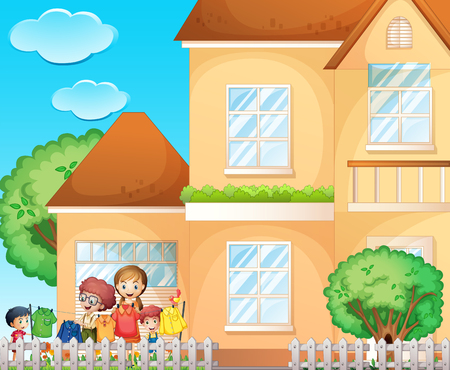 Kids doing chore at home illustrationのイラスト素材