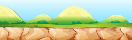 Nature scene with cliff and mountain illustrationのイラスト素材