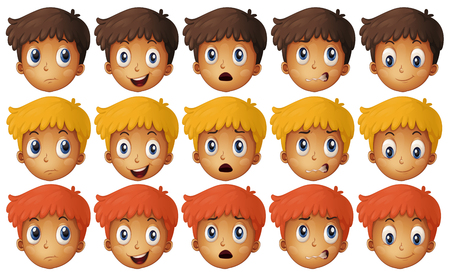 Boy with different emotions illustrationのイラスト素材