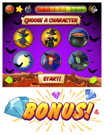 Game template with halloween theme illustrationのイラスト素材