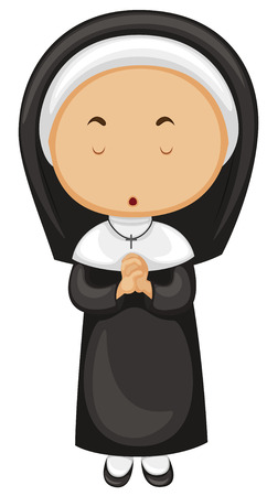 Nun in black outfit illustrationのイラスト素材
