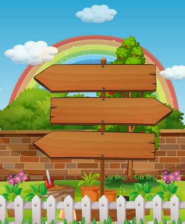 Wooden signs in the park illustrationのイラスト素材
