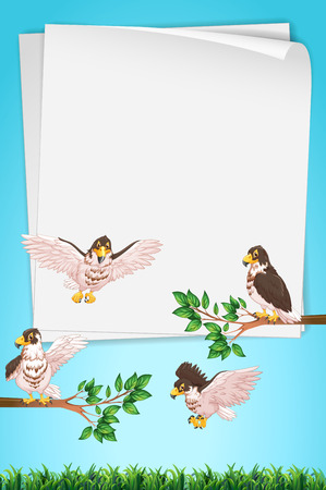 Paper template with eagles in background illustrationのイラスト素材