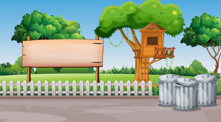 Scene with treehouse in the park illustrationのイラスト素材