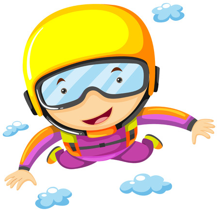 Person doing sky diving alone illustrationのイラスト素材