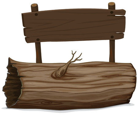 Wooden log and sign illustrationのイラスト素材