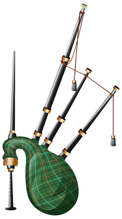Scottish bagpipe on white background illustrationのイラスト素材