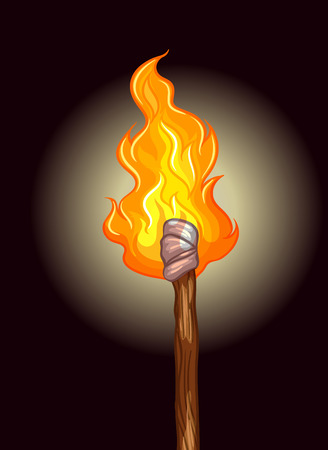 Fire on wooden stick illustrationのイラスト素材