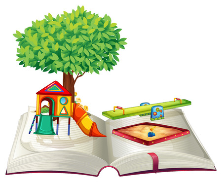 Book of playground in park illustrationのイラスト素材
