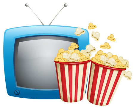 Two boxes of popcorn and television illustrationのイラスト素材