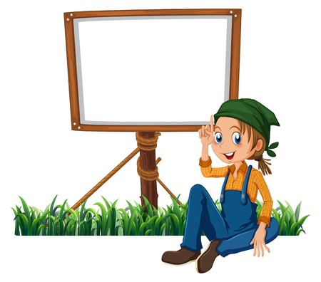 Woman and frame template illustrationのイラスト素材