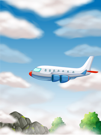 Airplane flying in the sky illustrationのイラスト素材