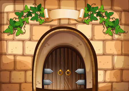 door with vine over it illustrationのイラスト素材