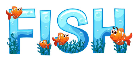 Font design for word fish illustrationのイラスト素材