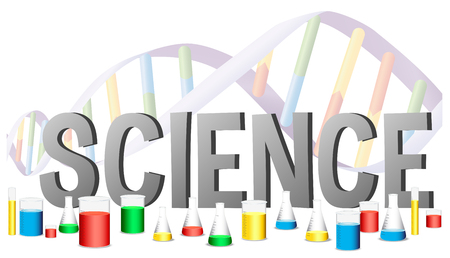 Word design for science with science equipments illustrationのイラスト素材