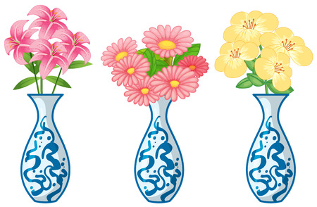 Flowers in ceremic vase illustrationのイラスト素材