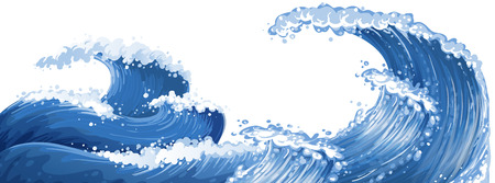 Big waves in the ocean illustrationのイラスト素材