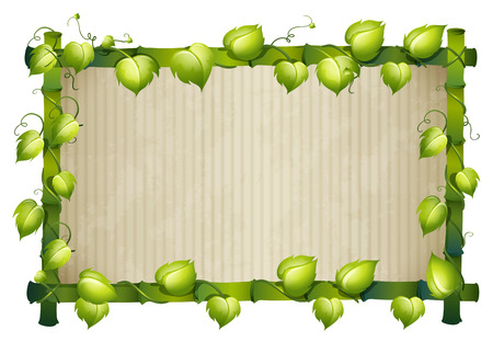 Bamboo frame with green leaves illustrationのイラスト素材