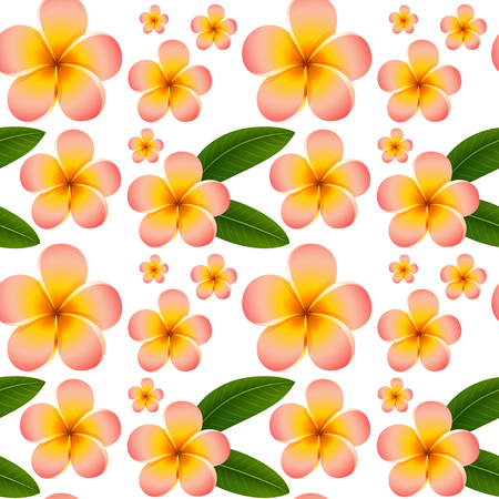 Seamless background with pink plumeria flowers illustrationのイラスト素材