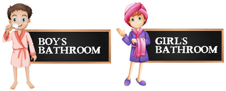 Bathroom sign for boy and girl illustrationのイラスト素材