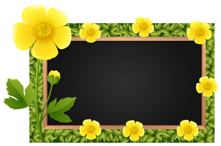 Border template with yellow buttercups illustrationのイラスト素材