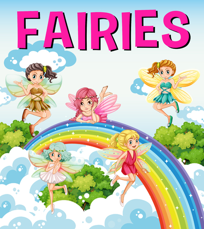 Font design for word fairies illustrationのイラスト素材