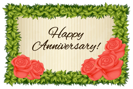 Happy anniversary card template with red roses illustrationのイラスト素材