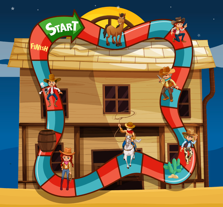 Game template with cowboys and building illustrationのイラスト素材