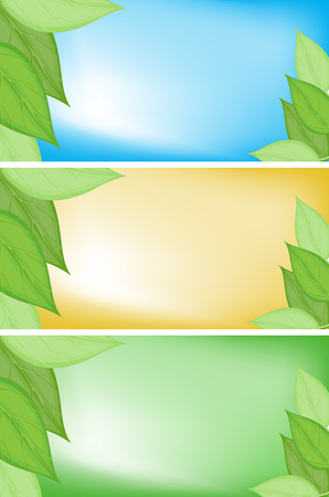 Background template with leaves and sky illustrationのイラスト素材