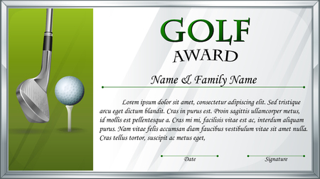 Certificate template for golf award illustrationのイラスト素材