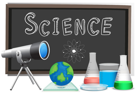 Word science on blackboard illustrationのイラスト素材