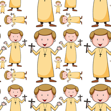 Seamless background with christain priest illustrationのイラスト素材