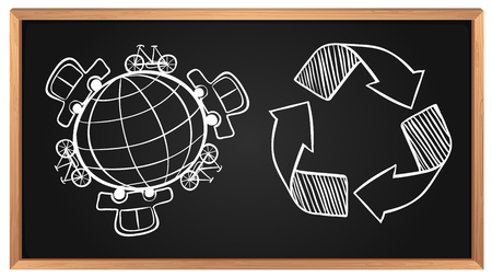 Transportation on earth and recycling sign on board illustrationのイラスト素材