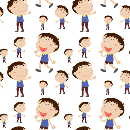 Seamless background with boys smiling illustrationのイラスト素材