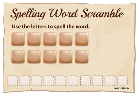 Spelling word scramble game template illustrationのイラスト素材