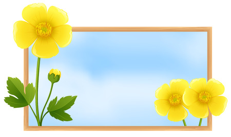 Frame template with yellow buttercup flowers illustrationのイラスト素材