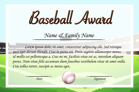 Certificate template for baseball award illustrationのイラスト素材