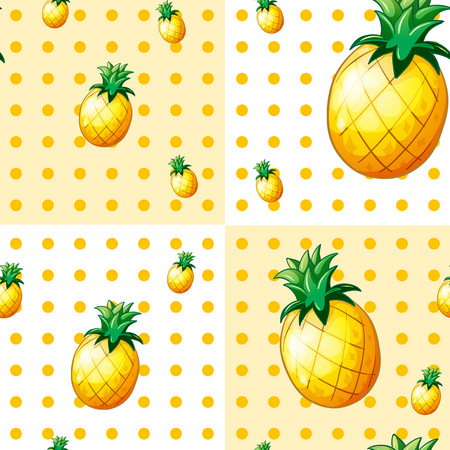 Seamless background with yellow pineapples illustrationのイラスト素材