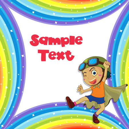 Background template with boy in hero outfit illustrationのイラスト素材
