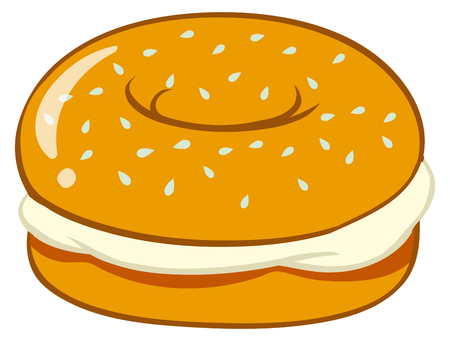 Bagel with cream cheese illustrationのイラスト素材