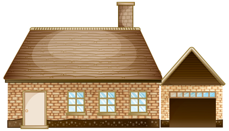 Brick house with garage illustrationのイラスト素材