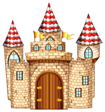 Castle tower with wooden door illustrationのイラスト素材