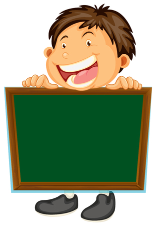 Board template with happy boy illustrationのイラスト素材