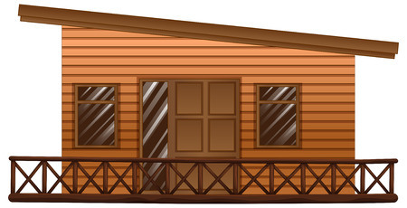 Wooden hut with terrace illustrationのイラスト素材