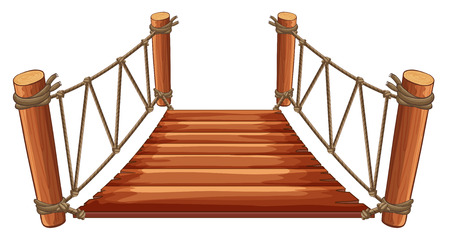 Wooden bridge with rope attached illustrationのイラスト素材
